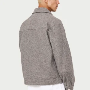 FAUX LEATHER PATCH POCKET WOOL SHACKET