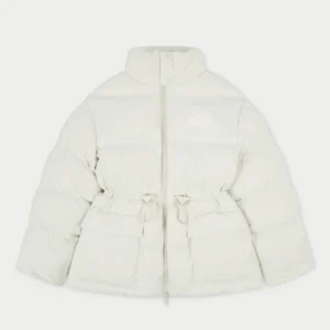 TIE WAIST PLEATED PUFFER COAT